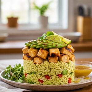 Honey Lime Chicken & Avocado Rice Stack