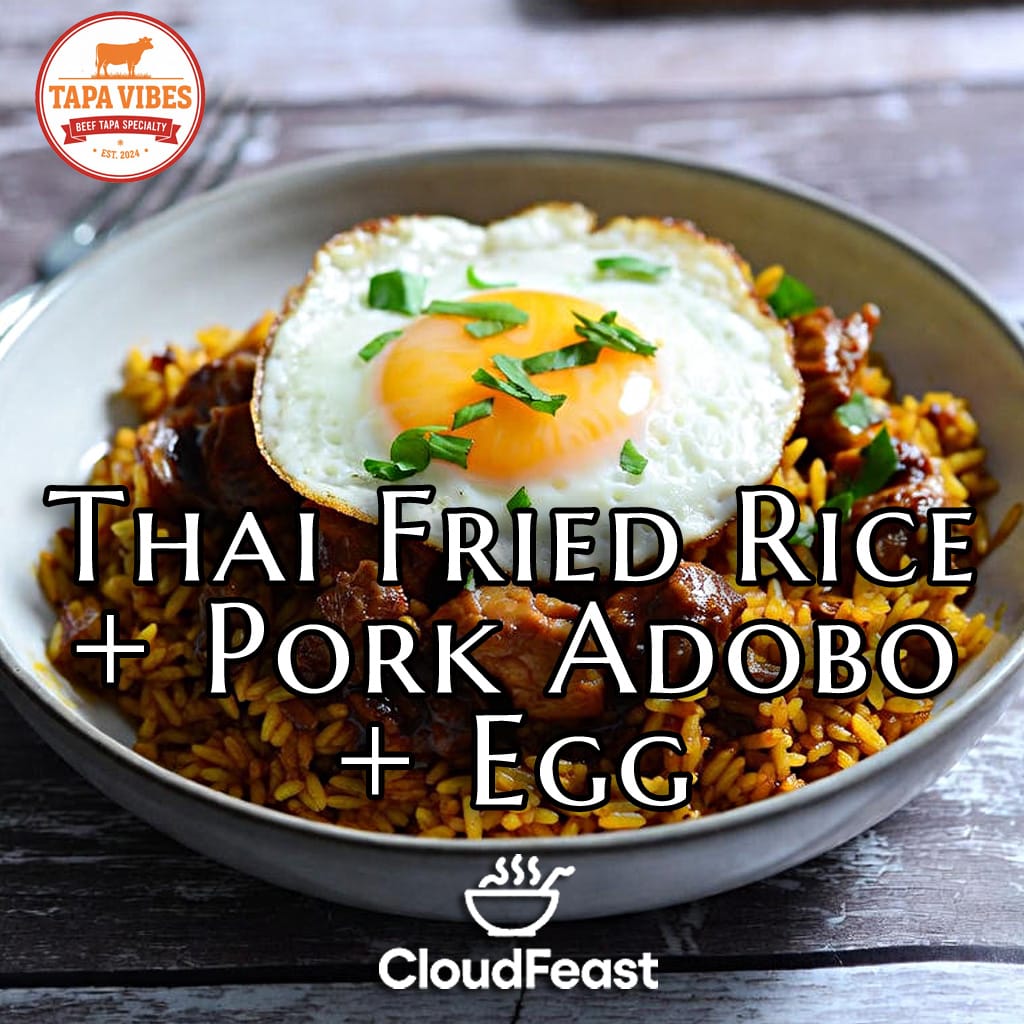 Thai Fried Rice + Pork Adobo + Egg- Tapa Vibes (Good for 5 persons)