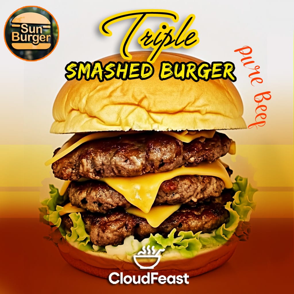 Triple Smashed Burger - Sun Burger (Good for 5 Persons)